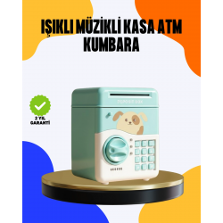 Mey İthalat® Çocuklar İçin Su Yeşili ATM Kasa Tasarımlı Şifreli Kumbara