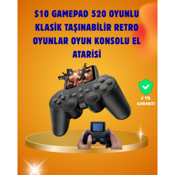 Mey İthalat® Çocuklar ve Yetişkinler İçin Uygun 500 Oyunlu Taşınabilir Mini Retro El Konsolu