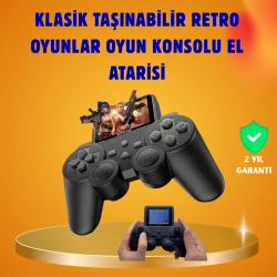 Mey İthalat® Çocuklar ve Yetişkinler İçin Uygun 500 Oyunlu Taşınabilir Mini Retro El Konsolu
