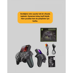 Mey İthalat® Çocuklar ve Yetişkinler İçin Uygun 500 Oyunlu Taşınabilir Mini Retro El Konsolu