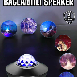 Mey İthalat® Çocuklara Özel Şarjlı Bluetooth Hoparlör Parti Led Lambası Yıldızlı Projeksiyon