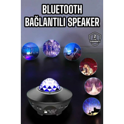 Mey İthalat® Çocuklara Özel Şarjlı Bluetooth Hoparlör Parti Led Lambası Yıldızlı Projeksiyon