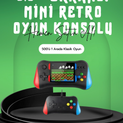 Mey İthalat® Çocukluğunuzun Oyunları Tek Cihazda – 500 Oyunlu El Konsolu