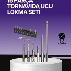 Mey İthalat® Çok Amaçlı 16lı Bits Uç Seti Dayanıklı Tornavida Adaptör