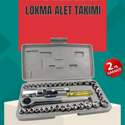 Mey İthalat® Çok Amaçlı 40 Parça Lokma Anahtar Takımı Korozyona Dayanıklı Çelik