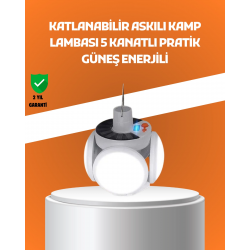 Mey İthalat® Çok Amaçlı Katlanabilir Güneş Enerjili Kamp Lambası – Masa Üstü ve Asılabilir Kullanım