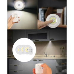 Mey İthalat® Çok Amaçlı Kullanım İçin Kablosuz Yapışkanlı 3 Lü Uzaktan Kumandalı Led Spot Lamba