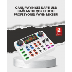 Mey İthalat® Çok Efektli Canlı Yayın Ses Mikseri USB ve Kablosuz Uyumlu