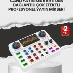 Mey İthalat® Çok Efektli Canlı Yayın Ses Mikseri USB ve Kablosuz Uyumlu
