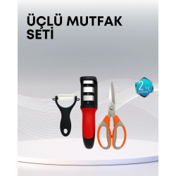 Mey İthalat® Çok Fonksiyonlu Mutfak Makas Seti – 3 Makas, Bileyici ve Soyacak Dahil