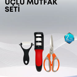 Mey İthalat® Çok Fonksiyonlu Mutfak Makas Seti – 3 Makas, Bileyici ve Soyacak Dahil