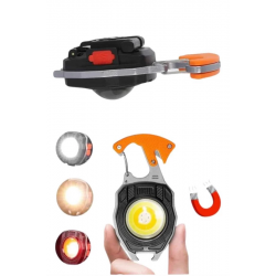 Mey İthalat® Çok İşlevli Acil Durum Işığı USB Şarjlı Cep Feneri 7 Farklı Mod