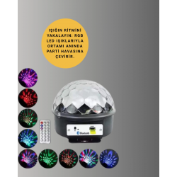 Mey İthalat® Çok Renkli LED Masaüstü Disko Topu Parti Aydınlatma Cihazı