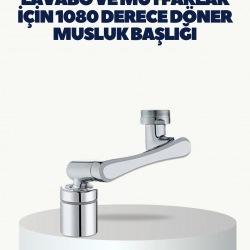 Mey İthalat® Çok Yönlü Dönebilen Musluk Başlığı 2 Fonksiyonlu Su Akışı