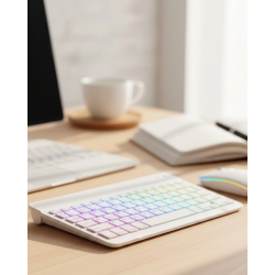 Mey İthalat® Çoklu Cihaz Uyumlu Kablosuz Klavye Mouse Seti Aydınlatmalı