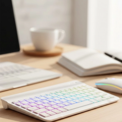 Mey İthalat® Çoklu Cihaz Uyumlu Kablosuz Klavye Mouse Seti Aydınlatmalı