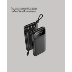 Mey İthalat® Çoklu Güvenlik Korumalı 20.000 mAh Powerbank Fener Özellikli