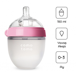 Mey İthalat® Comotomo Antikolik Silikon Biberon 150 ml 0-3 Ay Pembe