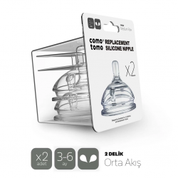 Mey İthalat® Comotomo Silikon 2'Li Biberon Emziği Orta Akış 3-6 Ay