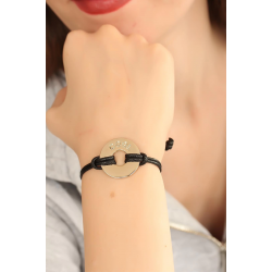 Mey İthalat® COOL (Havalı) Siyah Deri İpli Unisex Mood Bileklik