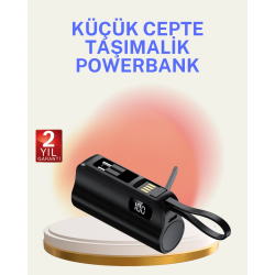 Mey İthalat® Dahili Konektörlü 20W Hızlı Şarj Mini Taşınabilir Powerbank