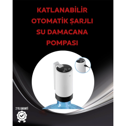 Mey İthalat® Damacana Üstü Akıllı Su Pompası | 3 Damacana Kullanım | 4W Güç | Micro USB Şarjlı | Katlanabilir & Taşınabilir