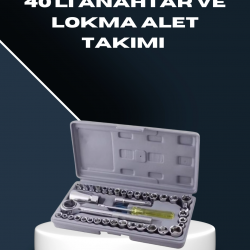 Mey İthalat® Dayanıklı Karbon Çelik 40 Parça Lokma ve Cırcır Anahtar Seti