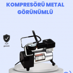 Mey İthalat® DC 12V Metal Hava Kompresörü Araç Lastik Şişirme 35L/Dk