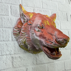 Mey İthalat® Dekoratif Altın Gold Kurt Duvar Heykeli Asılabilir Hediyelik 25x19 cm