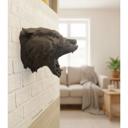 Mey İthalat® Dekoratif Asılabilir Siyah Ayı Başı 3D Duvar Heykeli 25x19 cm