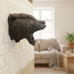 Mey İthalat® Dekoratif Asılabilir Siyah Ayı Başı 3D Duvar Heykeli 25x19 cm