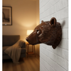 Mey İthalat® Dekoratif Ayı Duvar Heykeli Asılabilir Hediyelik 25x19 cm