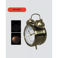 Mey İthalat® Dekoratif Bronz Renk Metal Alarmlı Masa Üstü Saat Klasik Tasarım