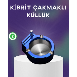 Mey İthalat® Dekoratif Çakmaklı Küllük Kolay Temizlenebilir Metal