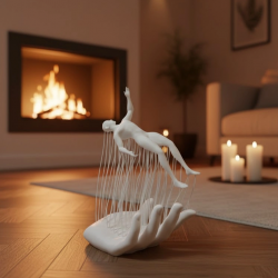 Mey İthalat® Dekoratif El Üzerinde İnsan Figürü Beyaz Minimal Sanatsal Biblo