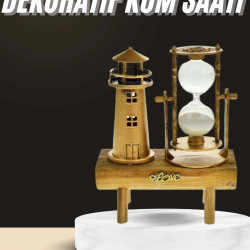 Mey İthalat® Dekoratif Kum Saati Deniz Feneri Retro Masa Hediyeli Eşya