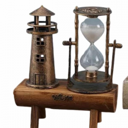 Mey İthalat® Dekoratif Kum Saati Deniz Feneri Retro Masa Hediyeli Eşya