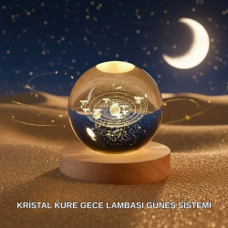 Mey İthalat® Dekoratif LED Kristal Küre Ahşap Altlıklı Şık Gece Lambası
