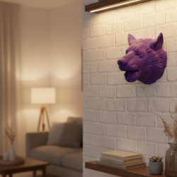 Mey İthalat® Dekoratif Mor Kurt Duvar Heykeli Asılabilir Hediyelik 25x19 cm