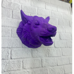 Mey İthalat® Dekoratif Mor Kurt Duvar Heykeli Asılabilir Hediyelik 25x19 cm