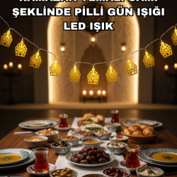 Mey İthalat® Dekoratif Ramazan LED Işık Pilli Cami Tasarımlı Zincir Aydınlatma