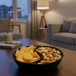 Mey İthalat® Dekoratif Siyah Çerezlik Kase 4’lü Set 3x12 cm