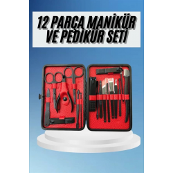 Mey İthalat® Deri Çantalı Siyah Paslanmaz Çelik 17 Parça Manikür Pedikür Seti