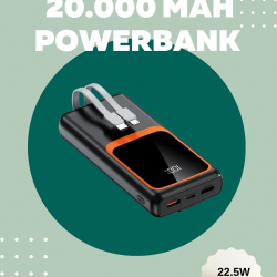 Mey İthalat® Dijital Ekranlı 20.000 mAh Powerbank | 22.5W Hızlı Şarj + Çoklu Bağlantı Seçeneği