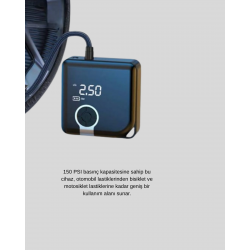 Mey İthalat® Dijital Ekranlı Şarjlı Hava Kompresörü 150 PSI Güçlü Motorlu