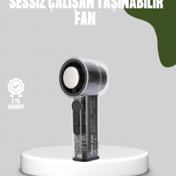 Mey İthalat® Dijital Ekranlı Şarjlı Mini Fan 100 Kademeli Hız Ayarı
