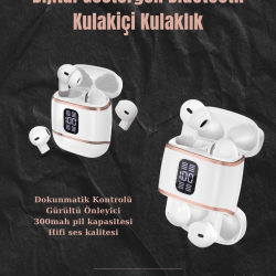 Mey İthalat® Dijital Göstergeli Bluetooth Kulakiçi Kulaklık – 4’lü Paket, Gürültü Engellemeli