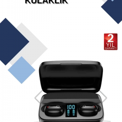 Mey İthalat® Dijital Göstergeli Bluetooth Kulaklık Kablosuz TWS Stereo Bluetooth 5.0