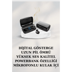 Mey İthalat® Dijital Göstergeli Bluetooth Kulaklık Kablosuz TWS Stereo Bluetooth 5.0