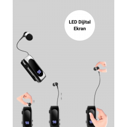 Mey İthalat® Dijital Göstergeli Bluetooth Kulaklık – Klipsli ve Şık Tasarım